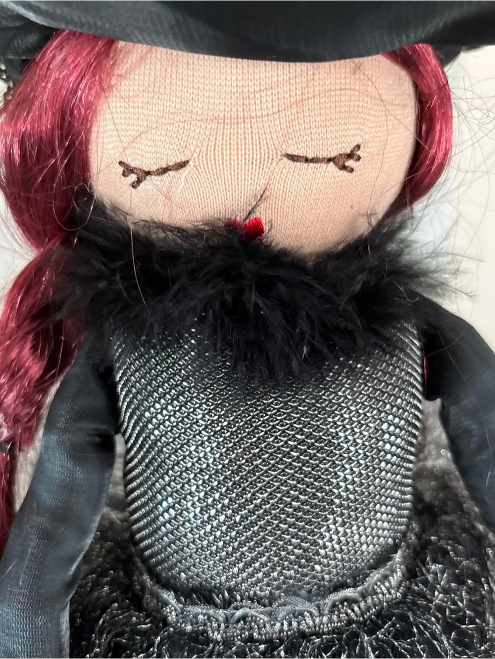 Happy Witch Doll with Red Hair and Black  Silver Outfit